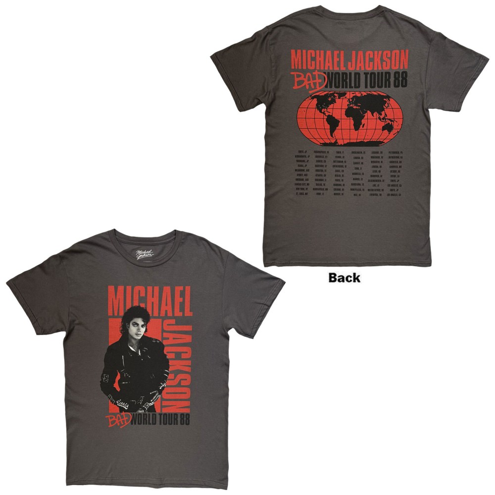 Michael Jackson - Bad World Tour '88 Mens Tshirt - Grey